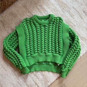Aknvas green cable sweater
